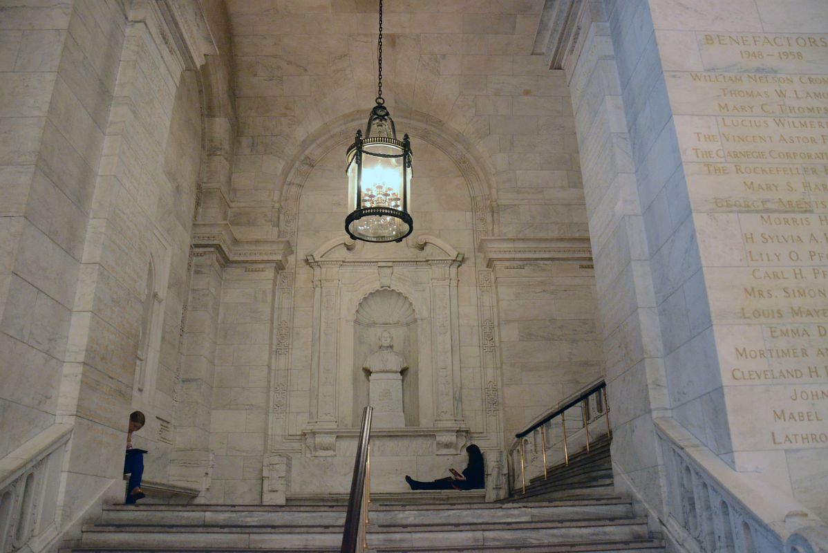 20-1 Stairs Up From The Ground Floor With Statue Of John Stewart Kennedy New York City Public Library Main Branch
